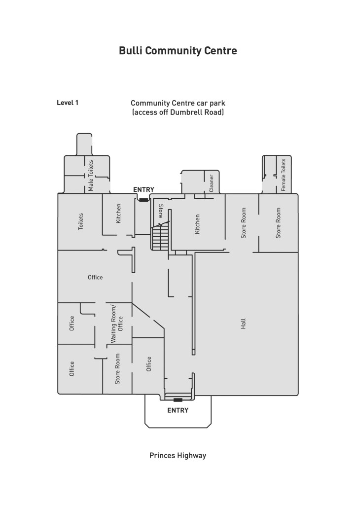 Bulli Community Centre level 1 floor plan venue hire