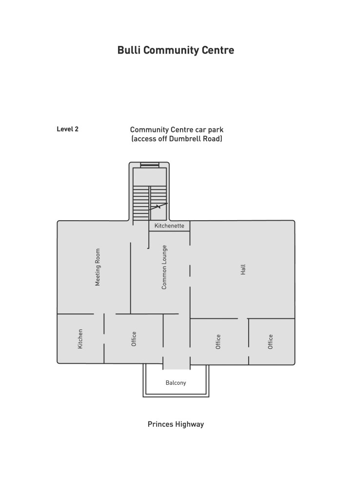 Bulli Community Centre level 2 floor plan venue hire